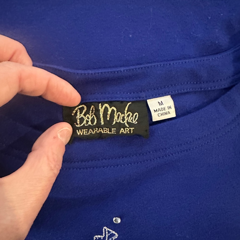 Bob Mackie Wearable Art Blue Top - Picture 4 of 8